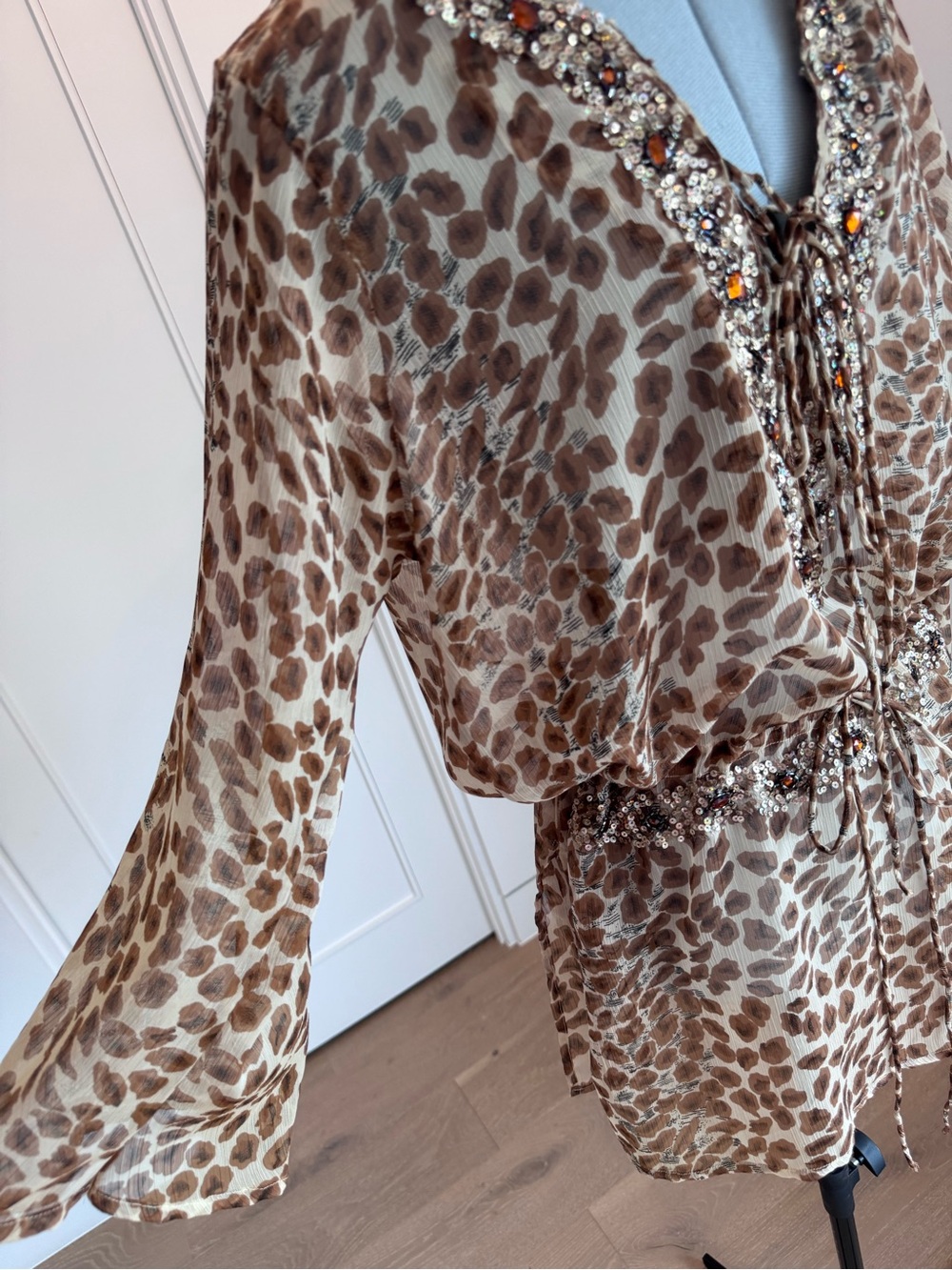 Cover-up Beaded Leopard Print Tunic Dress/Top - - Picture 6 of 7